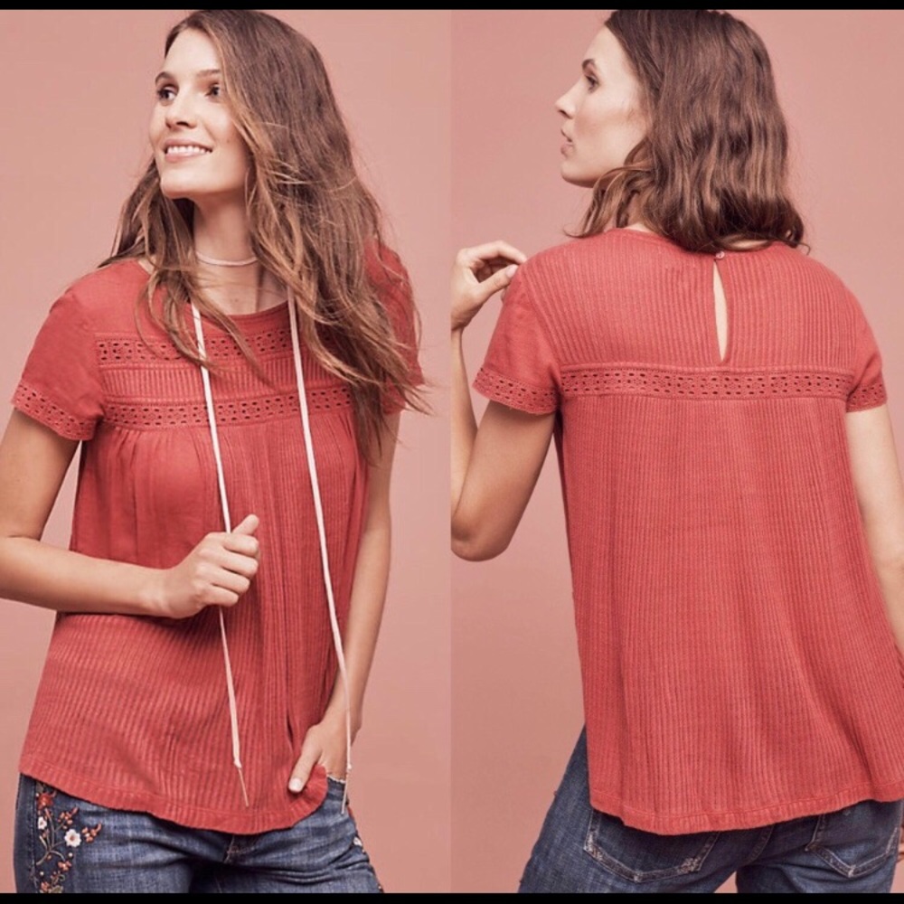 Meadow Rue Galicia Eyelet Top Im Rust Red